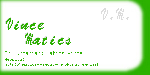 vince matics business card